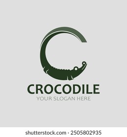 crocodile logo in the shape of the letter C vector	
