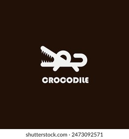 Crocodile logo symbol flat design vector 