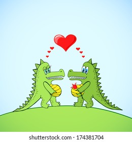 crocodile lover gives his girlfriend a flower