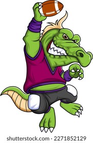 the crocodile mascot of American football complete with player clothe of illustration