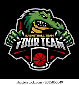 	
Crocodile mascot for a basketball team logo. Vector illustration. Great for team or school mascot or t-shirts and others.	
