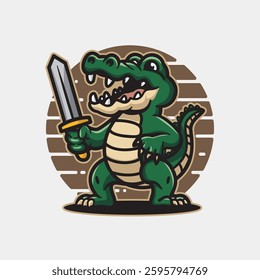 Crocodile mascot cartoon gaming logo