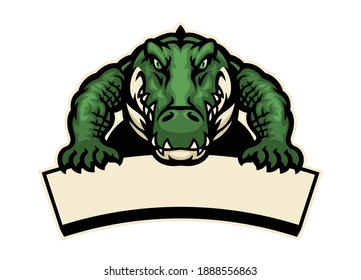 crocodile mascot hold the blank banner for text