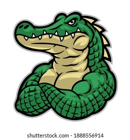 crocodile mascot with huge muscle body