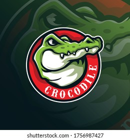 crocodile mascot logo design vector with modern illustration concept style for badge, emblem and tshirt printing. head crocodile illustration.