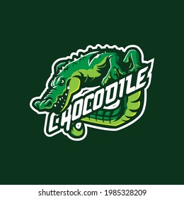 Crocodile mascot logo design vector with modern illustration concept style for badge, emblem and t shirt printing. Angry crocodile illustration for sport and esport team.