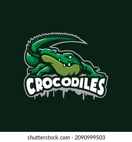 Crocodile mascot logo design vector with modern illustration concept style for badge, emblem and t shirt printing. Angry crocodile illustration for sport and esport team.