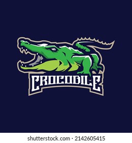 Crocodile mascot logo design vector with modern illustration concept style for badge, emblem and t shirt printing. Angry crocodile illustration for sport and esport team.