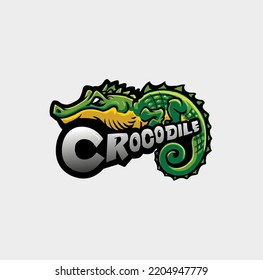 Crocodile mascot logo design. Vector logo illustration