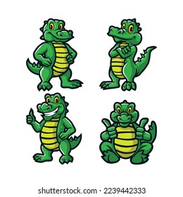 Crocodile mascot logo design vector with modern illustration concept style for badge, emblem and t shirt printing. Smart crocodile illustration mascot pack.