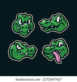 Crocodile mascot logo design vector with modern illustration concept style for badge, emblem and t shirt printing. Crocodile head pack illustration.