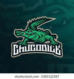Crocodile mascot logo design vector with modern illustration concept style for badge, emblem and t shirt printing. Crocodile illustration for sport and esport team.