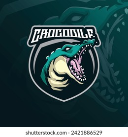 Crocodile mascot logo design vector with modern illustration concept style for badge, emblem and t shirt printing. Crocodile head illustration for sport and esport team.
