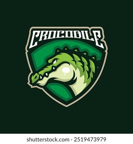 Crocodile mascot logo design vector with modern illustration concept style for badge, emblem and t shirt printing. Crocodile illustration for sport and esport team.