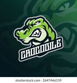 Vetor de design de logotipo de mascote de crocodilo com estilo de conceito de ilustração moderna para impressão de emblema, emblema e camiseta. Ilustração de cabeça de crocodilo.