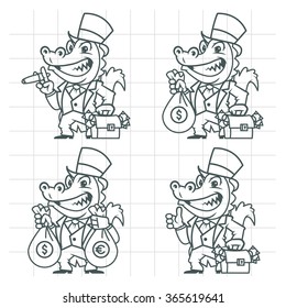 Crocodile millionaire banker doodle