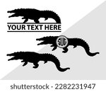 Crocodile Monogram Vector Illustration Silhouette