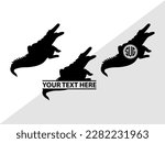 Crocodile Monogram Vector Illustration Silhouette