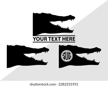 Crocodile Monogram Vector Illustration Silhouette