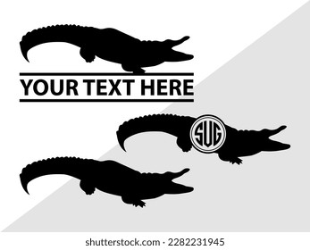 Crocodile Monogram Vector Illustration Silhouette