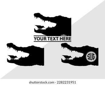 Crocodile Monogram Vector Illustration Silhouette