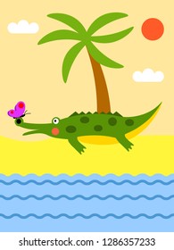 Crocodile and moth