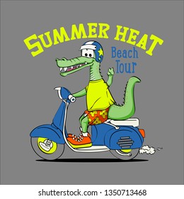 crocodile motorcycle rider for t shirt print