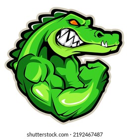 crocodile muscle mascot cartoon  in vector