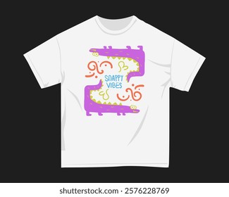 Crocodile naivecartoon vector t shirt design, Naive funny cartoon graphic t-shirt. Art design for clothing design. Apparel design.