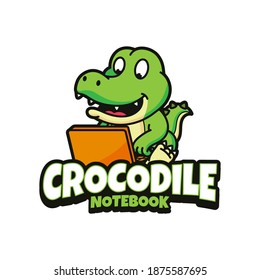 Crocodile Notebook Logo Design Isolated Background