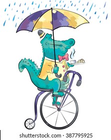 Crocodile on a bicycle