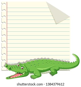 A crocodile on note template illustration