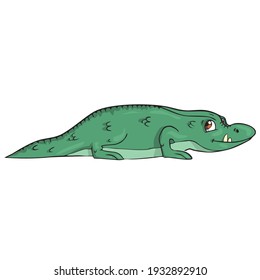 Crocodile on white background Cute Cartoon Vector illustration