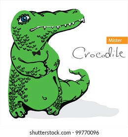 Crocodile on a white background, vector illustration / Mr. Crocodile