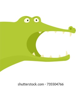 Crocodile with open mouth. Clipart image isolated on white background