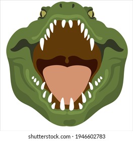 Crocodile with open mouth. Wild Animals in Cartoon style. Label, Design Logo, Vector Clipart. Vector illustration isolate. Print for T-shirts and sweatshir