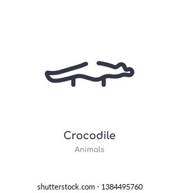 crocodile outline icon. isolated line vector illustration from animals collection. editable thin stroke crocodile icon on white background