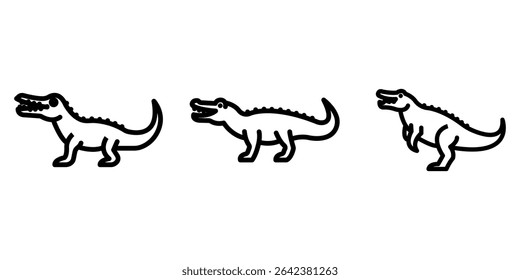 crocodile outline or line icon design bundle.