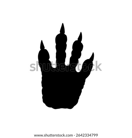Crocodile paw print silhouette vector flat illustration design.