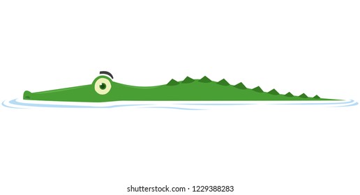 A crocodile peeks the prey in the lake