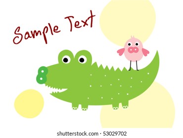 crocodile and pig bird greeting
