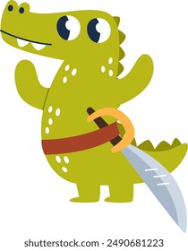 Crocodile Pirate Character Vector Illustration