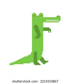 Crocodile Pixel art. 8 bit croc. pixelated alligator Vector illustration
