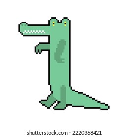 Crocodile Pixel art. 8 bit croc. pixelated alligator Vector illustration