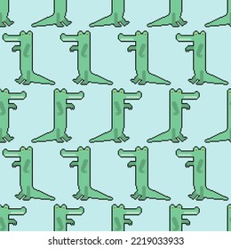 Crocodile Pixel Art Pattern Seamless . 8 Bit Croc Background. Pixelated Alligator Texture