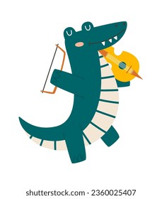 Krokodile Playing Violine Vektorgrafik