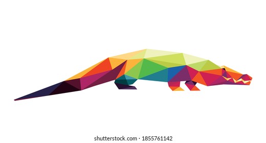 Crocodile Polygon low poly silhouettes. Colorful abstract Icon. Colorful Crocodile Vector Icon