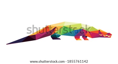 Crocodile Polygon low poly silhouettes. Colorful abstract Icon. Colorful Crocodile Vector Icon