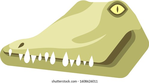 Crocodile portrait made in unique simple cartoon style. Head of crocodile or alligator. Isolated icon for your design. Vector illustration