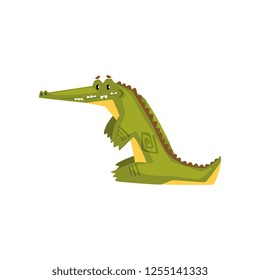 Crocodile predator cartoon character vector Illustration on a white background